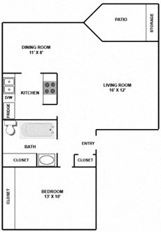 Centennial Apartments For Rent in Springfield, OR One bedroom floor plan at Centennial Apartments For Rent in Springfield, OR